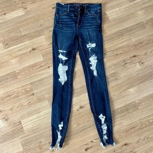 American eagle blue jeans with cut outs